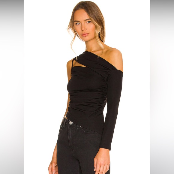 Current Style Superdown Pixie Asymmetrical Top in Black - Picture 4 of 9